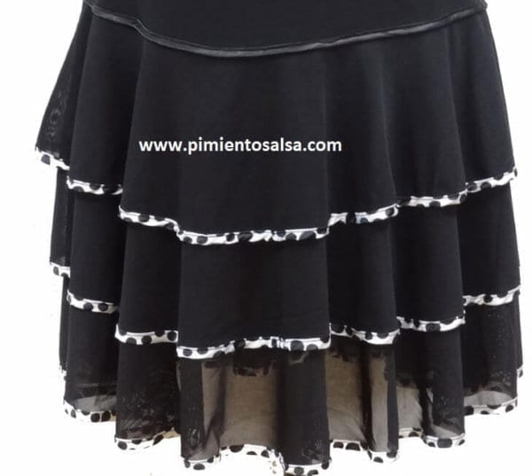 FALDA DE FLAMENCO NEGRO CON 3VOLANTES DE PEQUEÑOS LUNARESS - Imagen 4