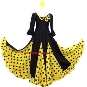Falda flamenco niña negro/amarilla