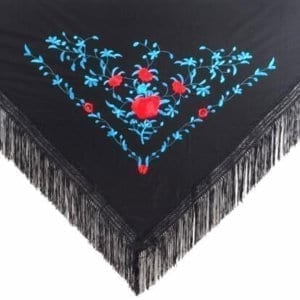 Flamenco shawl black and blue