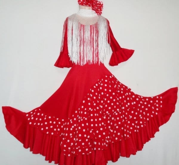 Falda de Flamenco roja a lunares blancos