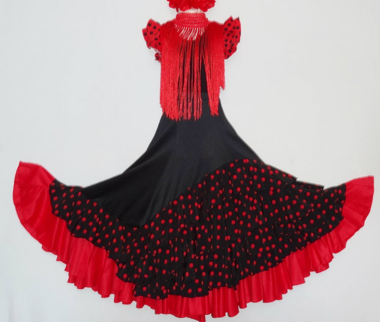 Falda de flamenco negro/roja