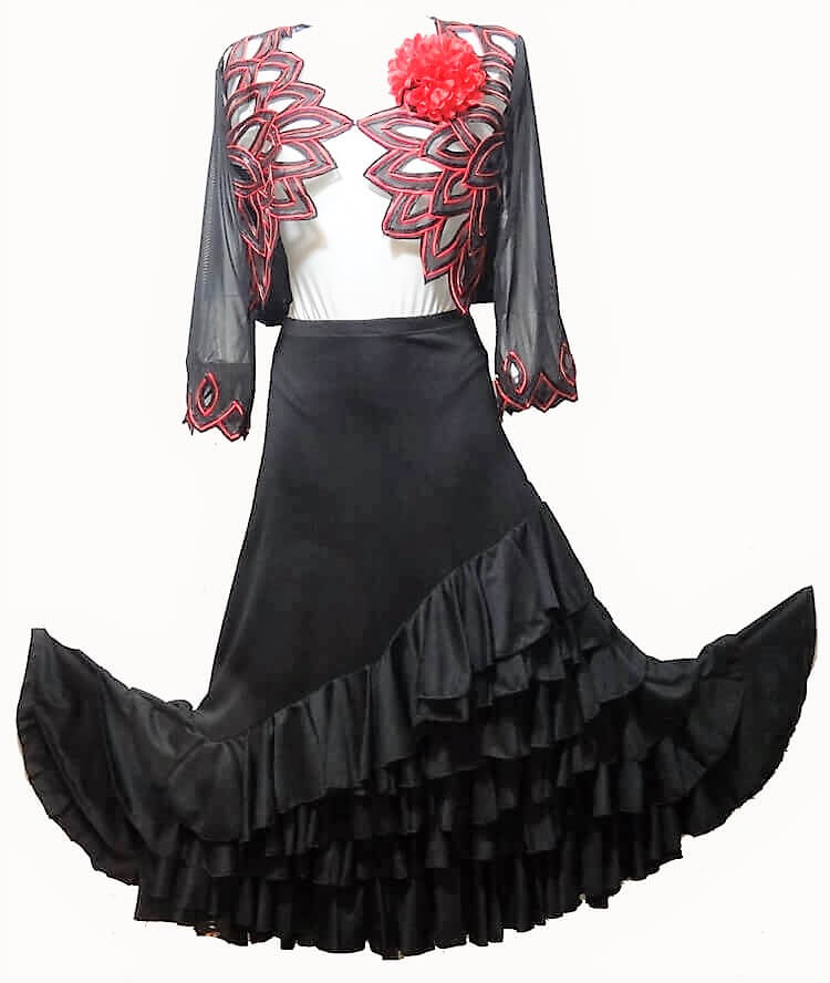 Falda Flamenco Negra Volantes