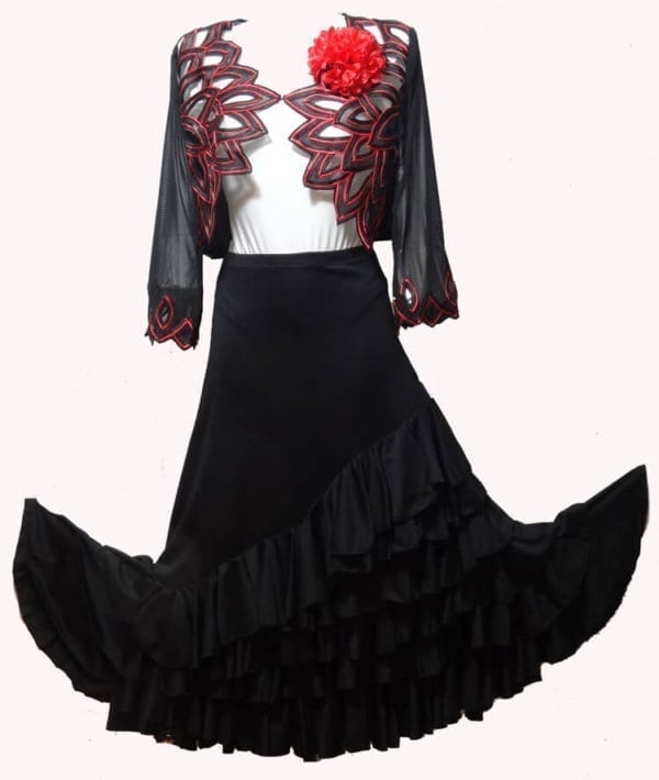 falda de flamenco de 4 volantes negra