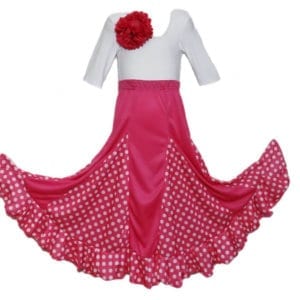 jupe de flamenco fillette rose